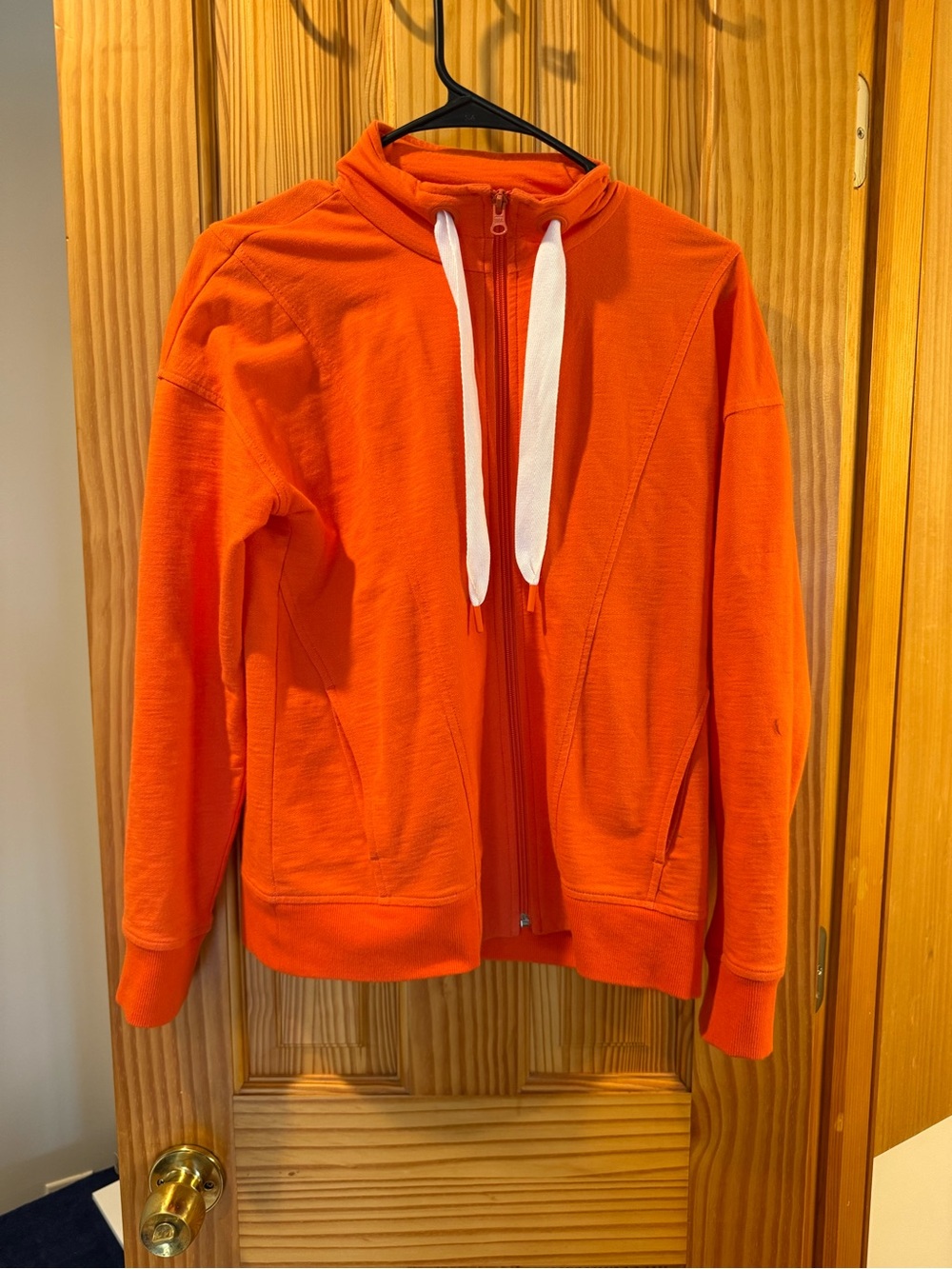 Talbots Orange Full-Zip Bomber Jacket with White Drawcords